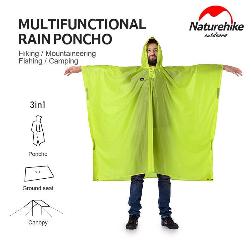 1pc Three-in-one Outdoor Multifunctional Poncho Raincoat Outdoor  Mountaineering Hiking Camping Fishing Poncho