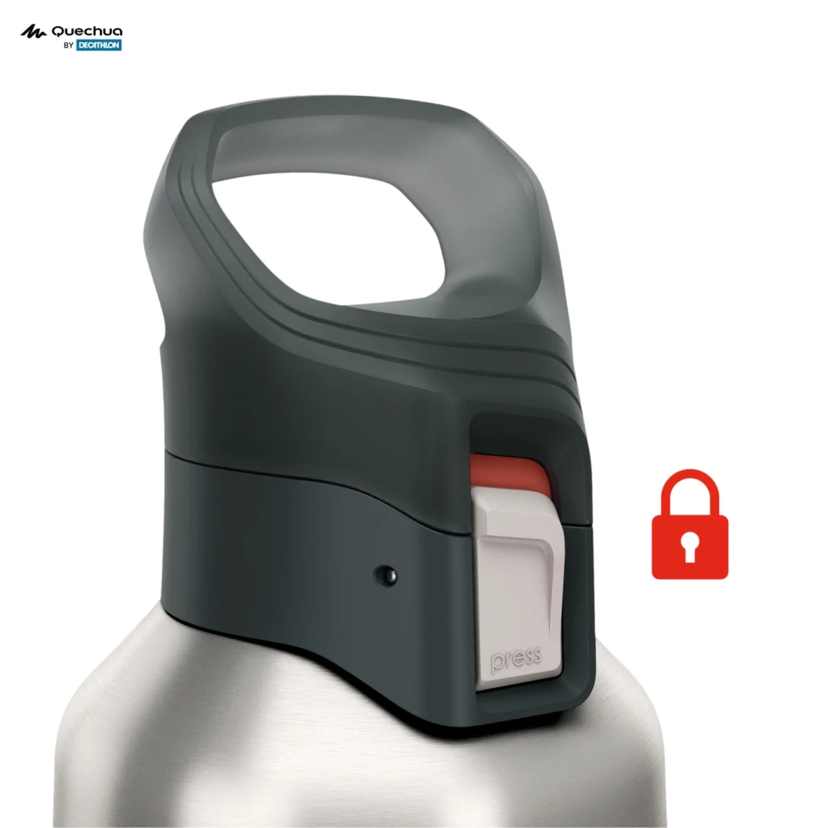 Decathlon Quechua 0.8L Insulated Stainless Steel Water Bottle Quick Open Lid Outdoor Hiking - Image 9