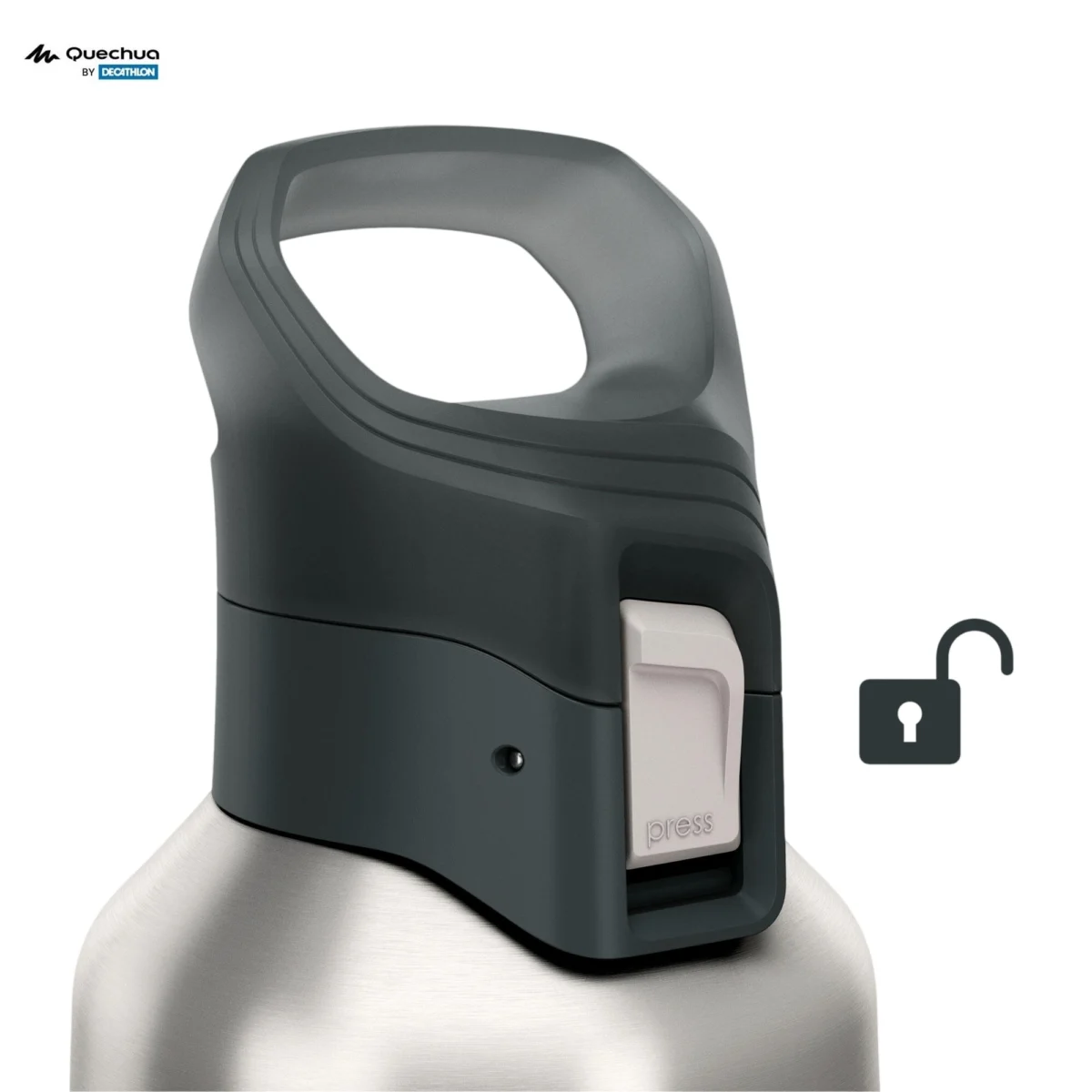 Decathlon Quechua 0.8L Insulated Stainless Steel Water Bottle Quick Open Lid Outdoor Hiking - Image 10