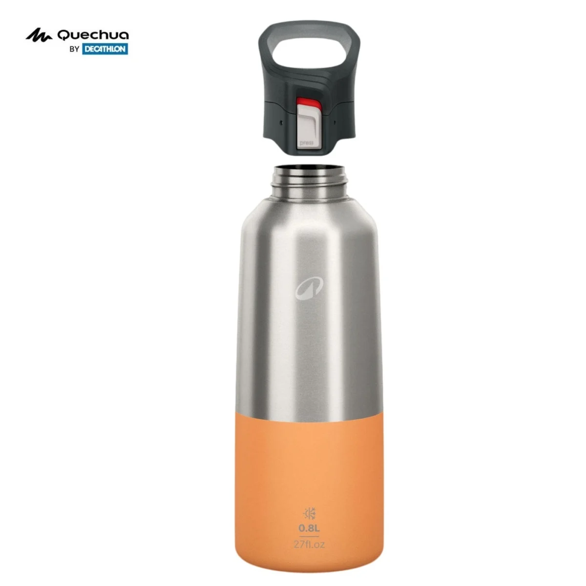 Decathlon Quechua 0.8L Insulated Stainless Steel Water Bottle Quick Open Lid Outdoor Hiking - Image 4