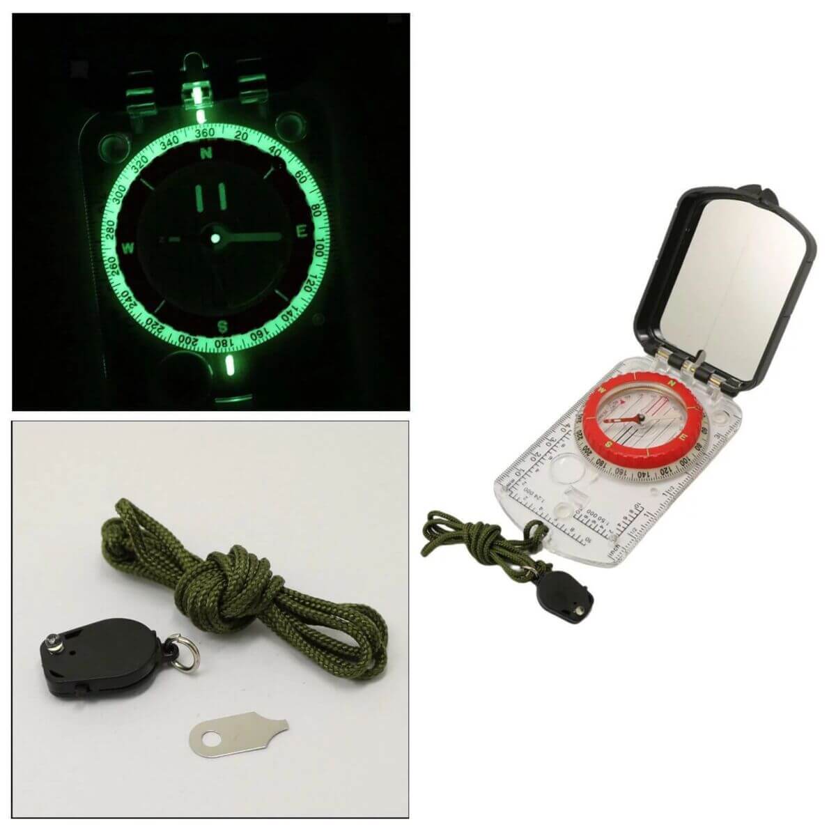 Luminous Compass With Mirror LED Light Durable Anti-shock Stable