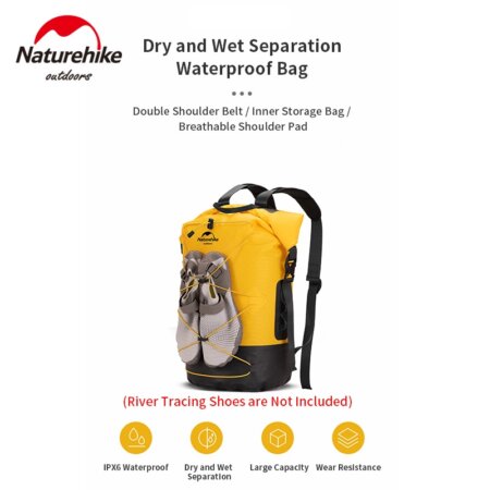 Naturehike Outdoor TPU Dry Wet Separation IPX6 Waterproof Dry Backpack 40Ltr