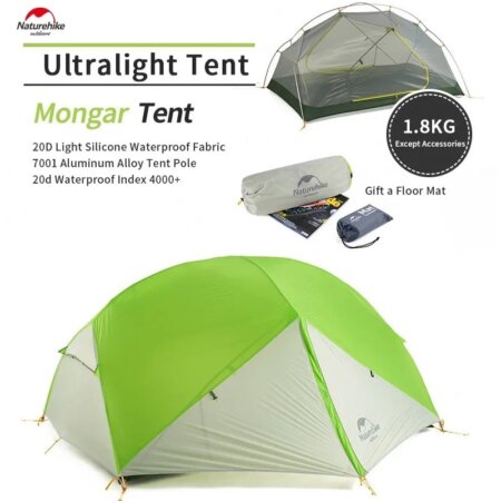 Naturehike Mongar™ 2 Person 4Season Double Layer Camping Tent Lemon Green