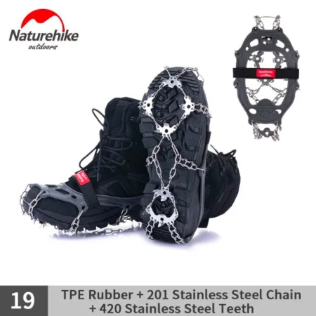 Naturehike Outdoor Winter Anti Slip 19Studs Snow Walking Stainless Steel Crampons