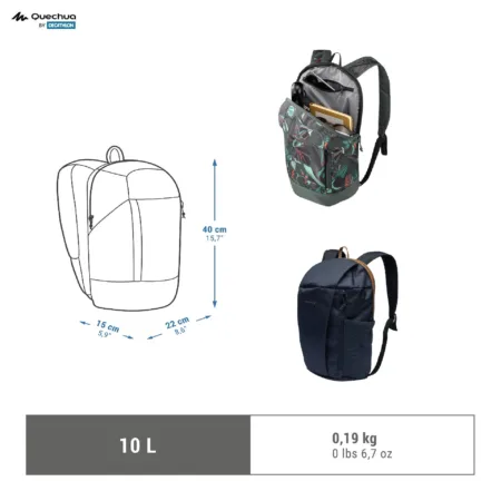 Decathlon QUECHUA NH120 Outdoor Day Hiking Backpack 10Ltr