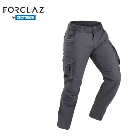 Decathlon FORCLAZ Men's Trekking Cotton Trousers - TRAVEL 500 Grey