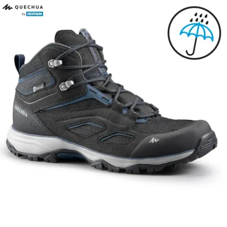 Decathlon Quechua MH100 Black Men's Mountain Hiking Waterproof Mid Shoes